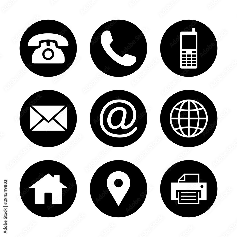 Web icon set. Contact us icons. web icons set for computer. website and mobile apps Web icon set. Contact us icons. web icons set for computer. website and mobile apps