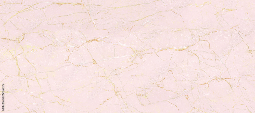 Natural Marble Stone Texture Background, Pink Colored Marble With Golden Curly Veins, It Can Be Used For Interior-Exterior Home Decoration and Ceramic Tile Surface, Wallpaper.