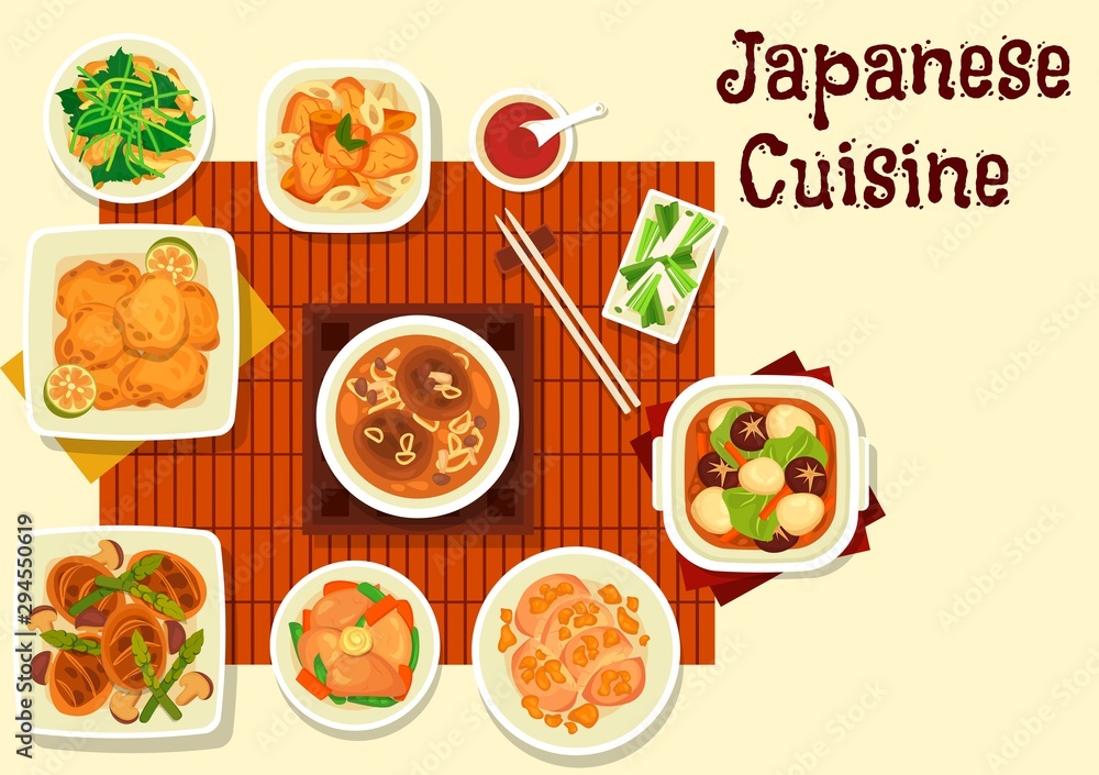 Japanese cuisine chicken dishes with vegetables
