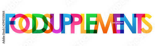 FOOD SUPPLEMENTS colorful rainbow typography banner