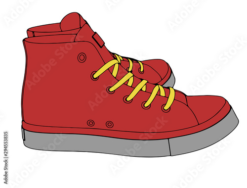 red sneakers on a white background vector