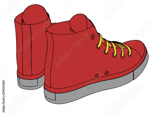 red sneakers on a white background vector