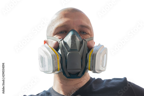 male in gas mask