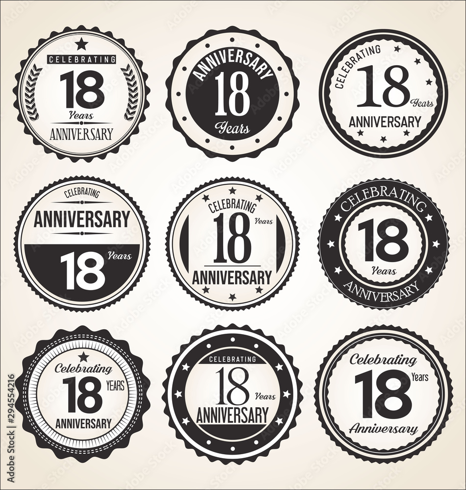 Anniversary retro vintage black badges 