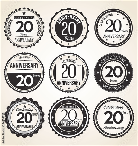 Anniversary retro vintage black badges 