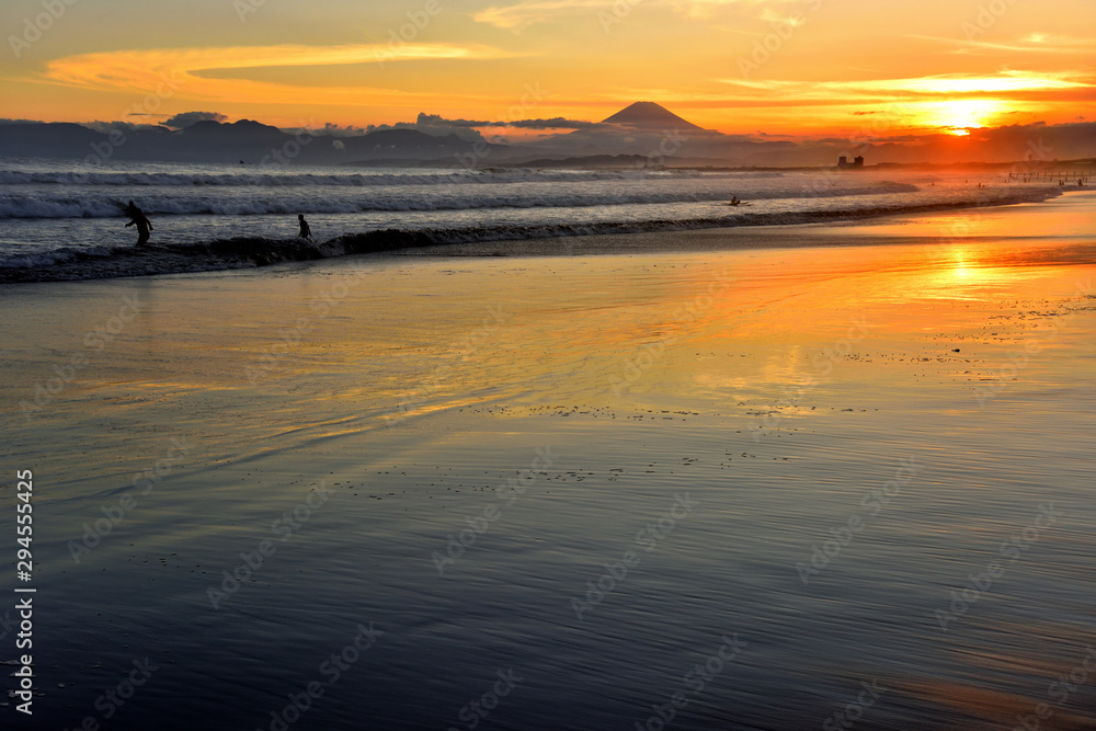 湘南海岸の夕景