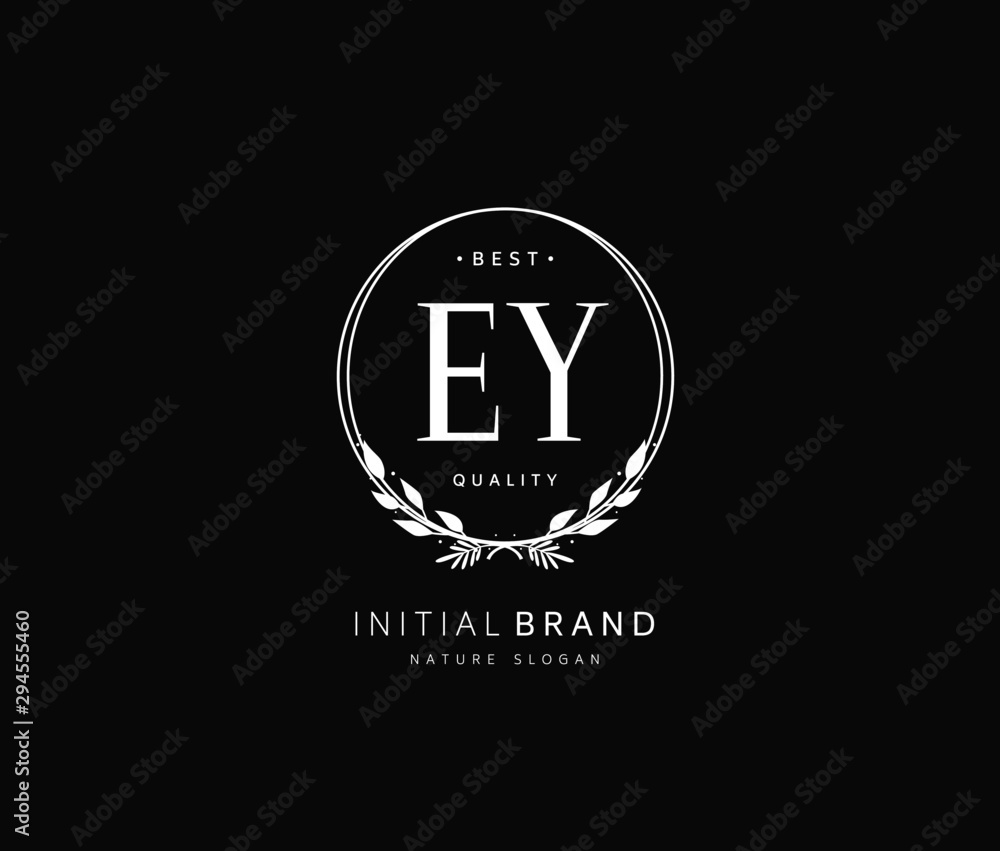 E Y EY Beauty vector initial logo, handwriting logo of initial signature, wedding, fashion, jewerly, boutique, floral and botanical with creative template for any company or business.