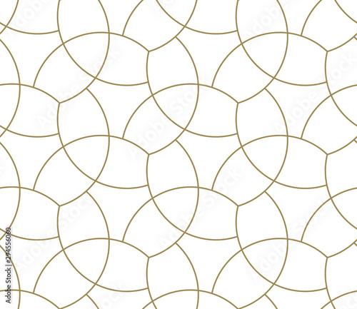 Seamless pattern with abstract geometric line texture, gold on white background. Light modern simple wallpaper, bright tile backdrop, monochrome graphic element