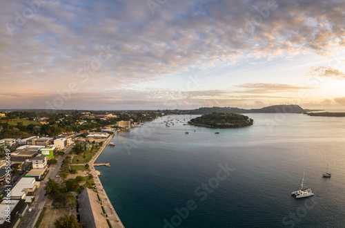 Aerial panorama of Port Vila city and the Iririki island in Vanuatu capital city