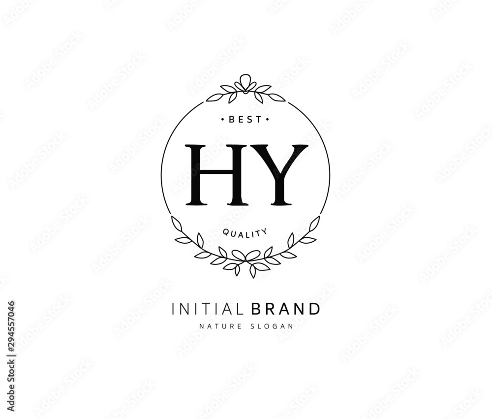 H Y HY Beauty vector initial logo, handwriting logo of initial signature, wedding, fashion, jewerly, boutique, floral and botanical with creative template for any company or business.