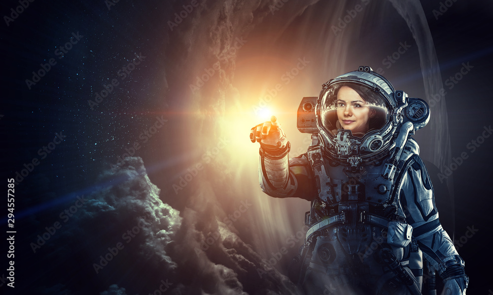 Fototapeta premium Exploring outer space. Mixed media