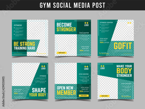 Gym square banner template. Promotional banner for social media post, web banner and flyer Vol.16
