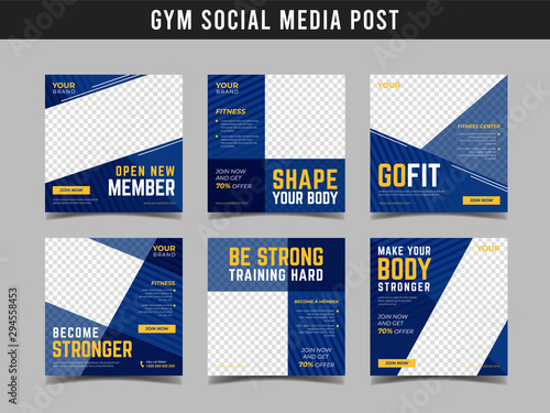 Gym square banner template. Promotional banner for social media post, web banner and flyer Vol.18