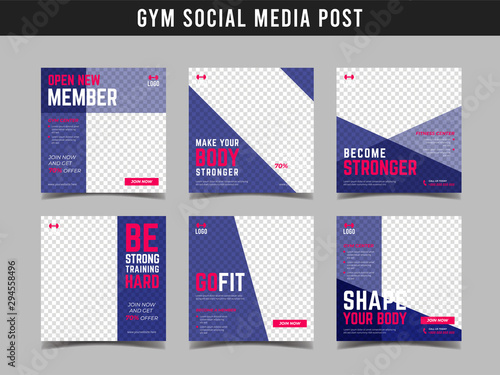 Gym square banner template. Promotional banner for social media post  web banner and flyer Vol.19