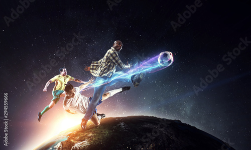 Soccer man in action with b...