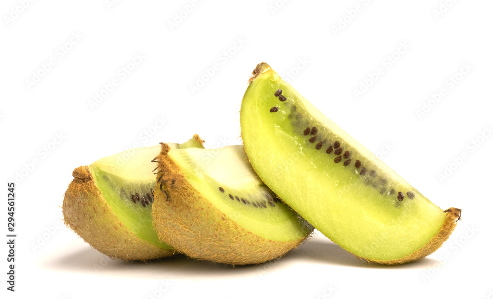 Kiwi slices lies on a white background Kiwi slices lies on a white background