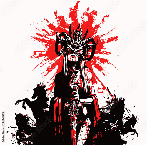bloody female vampire with sword