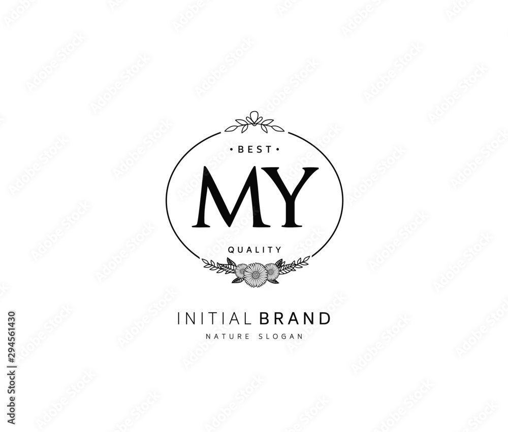 M Y MY Beauty vector initial logo, handwriting logo of initial signature, wedding, fashion, jewerly, boutique, floral and botanical with creative template for any company or business. M Y MY Beauty vector initial logo, handwriting logo of initial signature, wedding, fashion, jewerly, boutique, floral and botanical with creative template for any company or business.