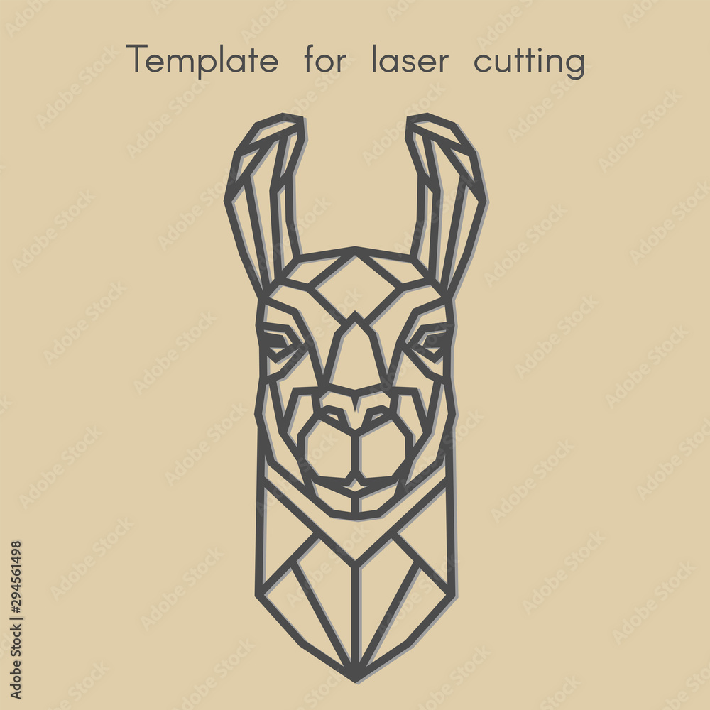 Template animal for laser cutting. Abstract geometric head lama for cut.  Stencil for decorative panel of wood, metal, paper. Vector illustration.  Stock Vector | Adobe Stock