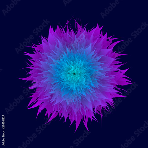 Geometric flower on a black background, color geometry, stylized flower, vector illustration