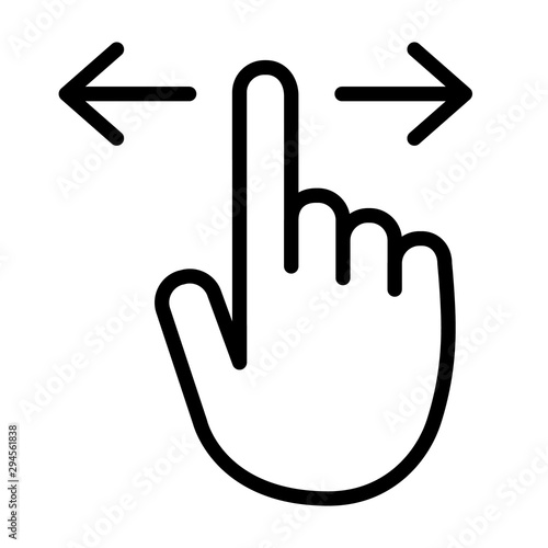 Hand with finger swiping or swipe left and right gesture line art vector icon for apps and websites