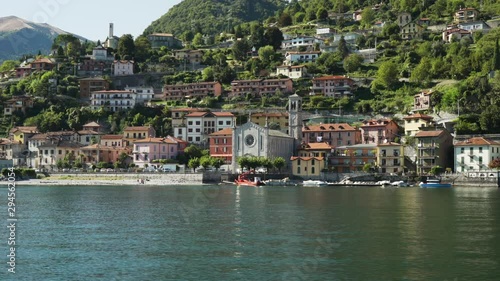 Argegno city on Lake Como seen from the lake photo