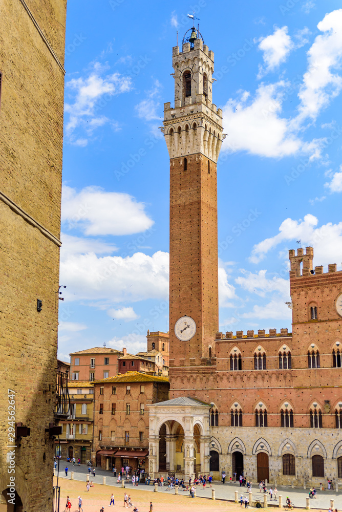 Siena -  Piazza del Campo - old historic city in Italy