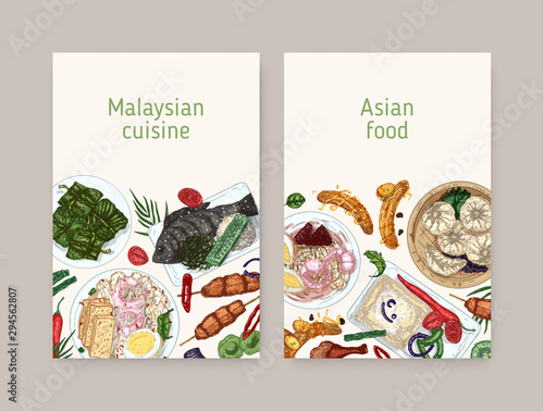 Malaysian cuisine vector poster templates