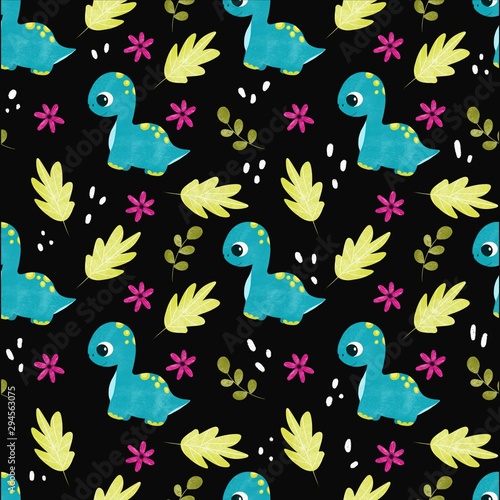 cute children pattern with dinosaurs 