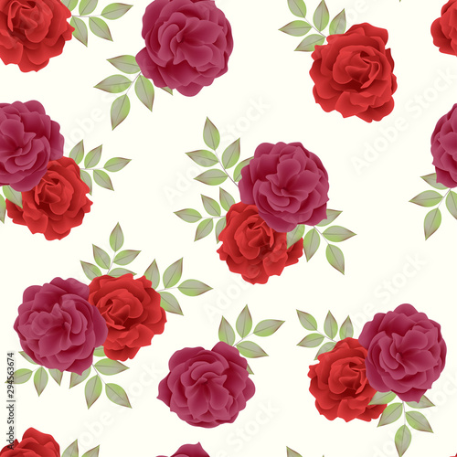 Beautiful red rose flower seamless pattern