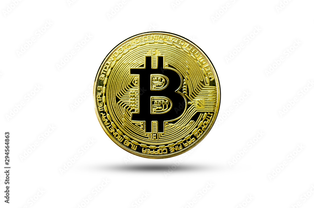 Gold bitcoin on white background.Bitcoin and New Virtual money concept. Gold bitcoin on white background.Bitcoin and New Virtual money concept.