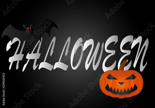 Fondo de Halloween con calabaza y murciélago.