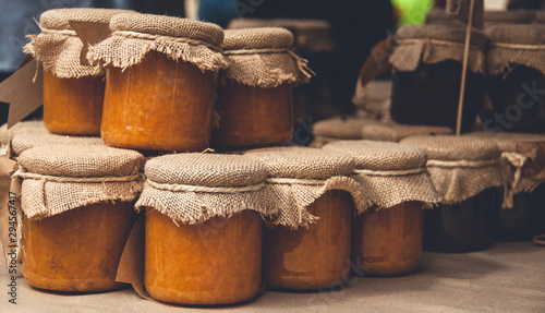 Fototapeta Naklejka Na Ścianę i Meble -  Homemade fruit jam.  Farmers market sweet produce