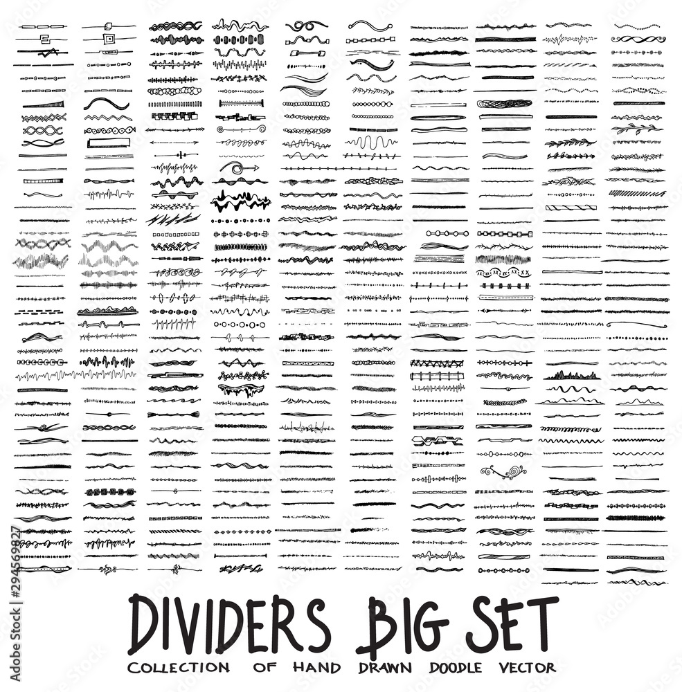 Set of Dividers Drawing illustration Hand drawn doodle Sketch line vector eps10 Set of Dividers Drawing illustration Hand drawn doodle Sketch line vector eps10
