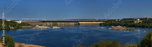 hydroelectric power station panoramic view zaporizhia ukraine