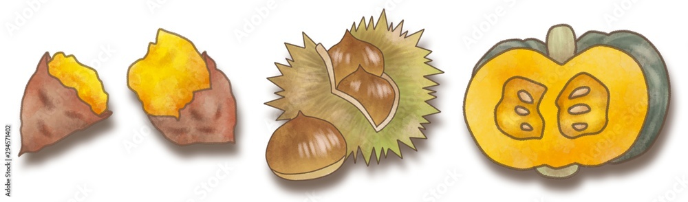秋の味覚 いもくりかぼちゃ 芋栗南瓜 イラスト素材 影つき Stock Illustration Adobe Stock 秋の味覚 いもくりかぼちゃ 芋栗南瓜 イラスト素材 影つき Stock Illustration Adobe Stock