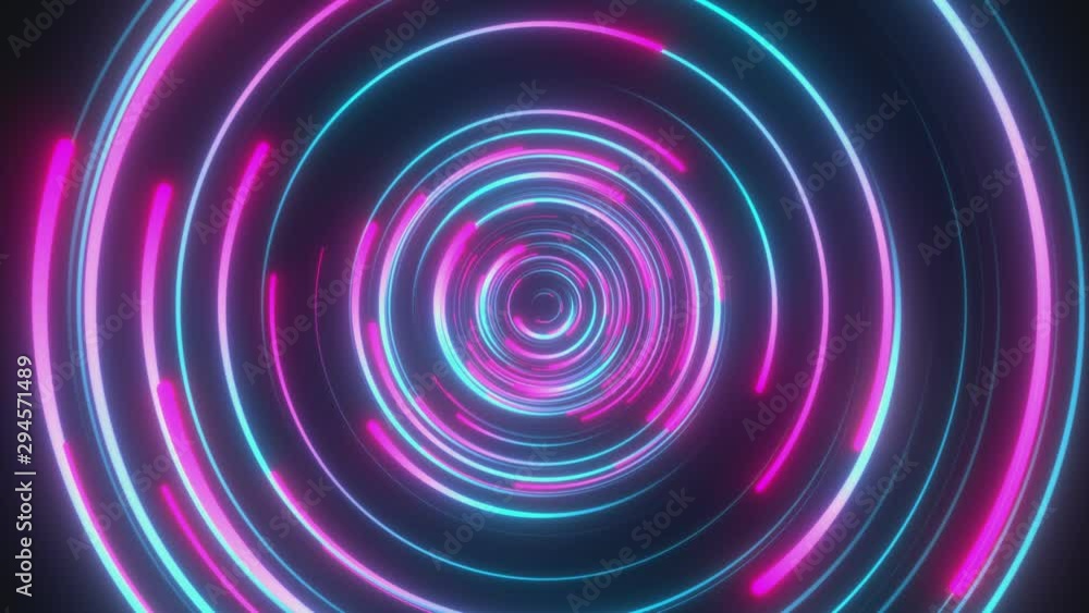 Looped animation. Abstract background with moving through bright circles in red and blue color. Modern colorful wallpaper. 3d rendering. Looped animation. Abstract background with moving through bright circles in red and blue color. Modern colorful wallpaper. 3d rendering.