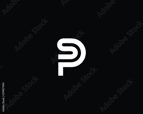 Creative Professional Trendy Letter SP PS  Logo Design in Black and White Color , Initial Based Alphabet Icon Logo