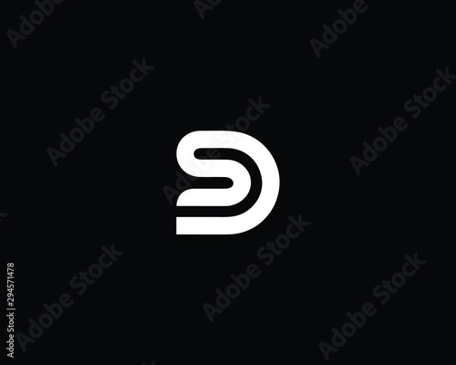 Creative Professional Trendy Letter SD DS Logo Design in Black and White Color , Initial Based Alphabet Icon Logo