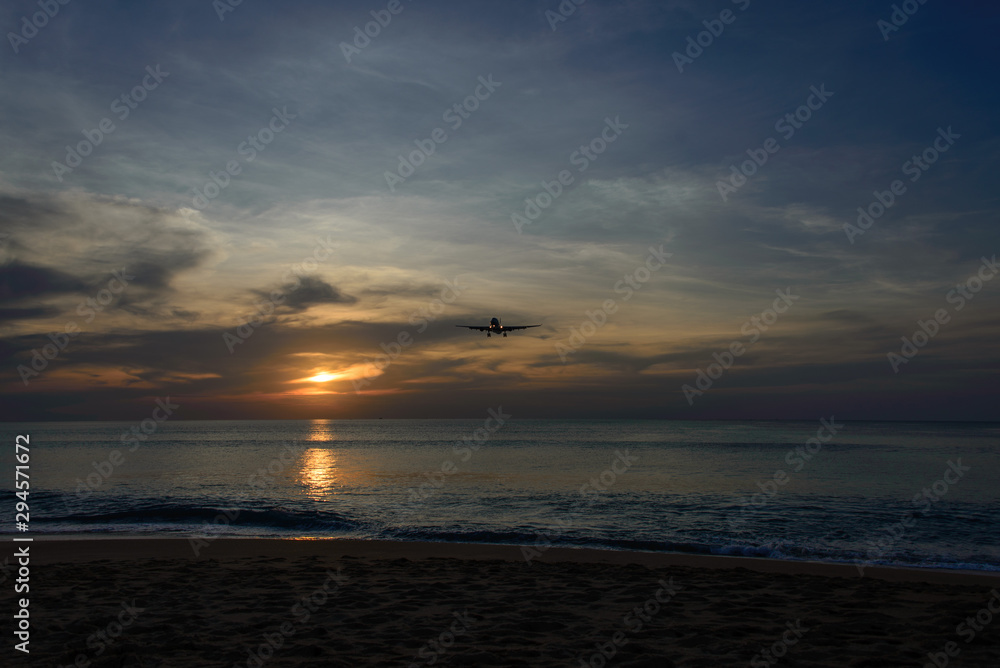 Beach near Phuket airport where planes landing