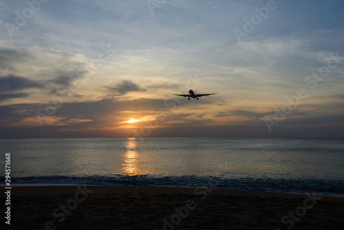 Beach near Phuket airport where planes landing