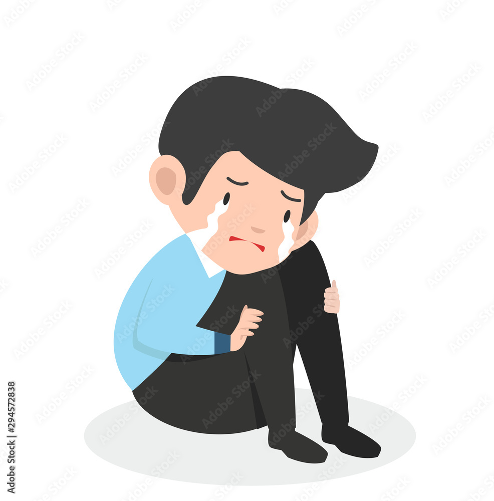 Businessman crying sad business character