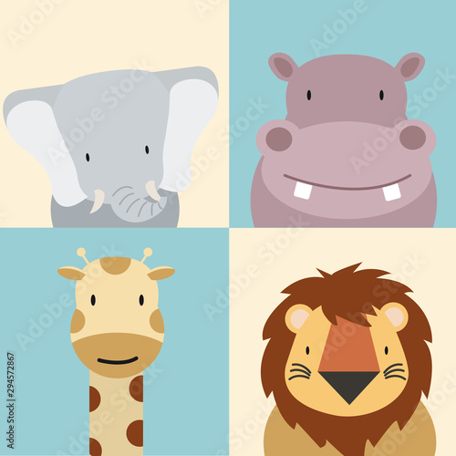 set of Cute animal  Vector illustration