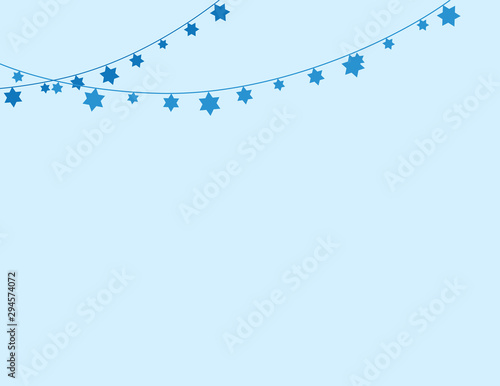 Blue Jewish Background with Jewish Star Bunting Decoration on one Side