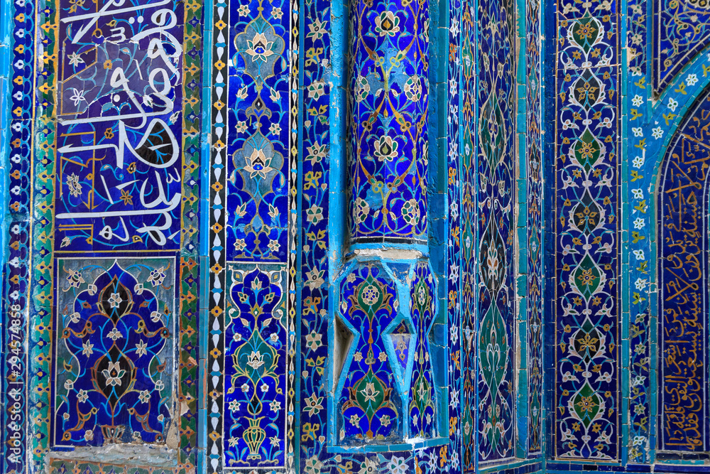 Architectural detail of the necropolis of Shakhi Zinda, Samarkand, Uzbekistan