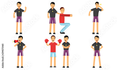 Vector Illustration Set Of Personal Fitness Trainer Profession