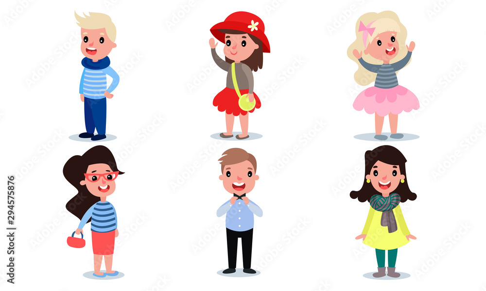 Stylish boys and girls with fashionable hairstyles. Vector illustration.