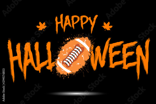 Happy halloween and football ball of blots