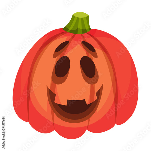 Good natured emotion on a pumpkin. Vector illustration.