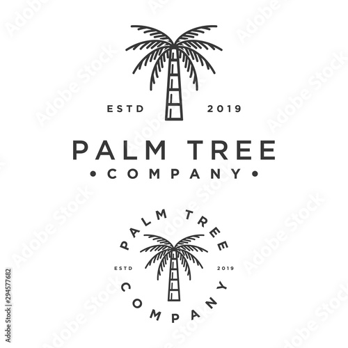 hipster style palm tree vector logo